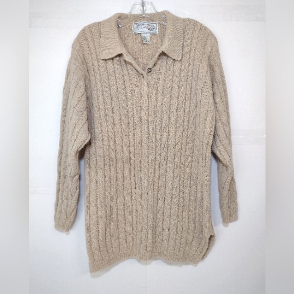 Vintage Nuggets Women's Beige Ribbed Knit Sweater Size (M)